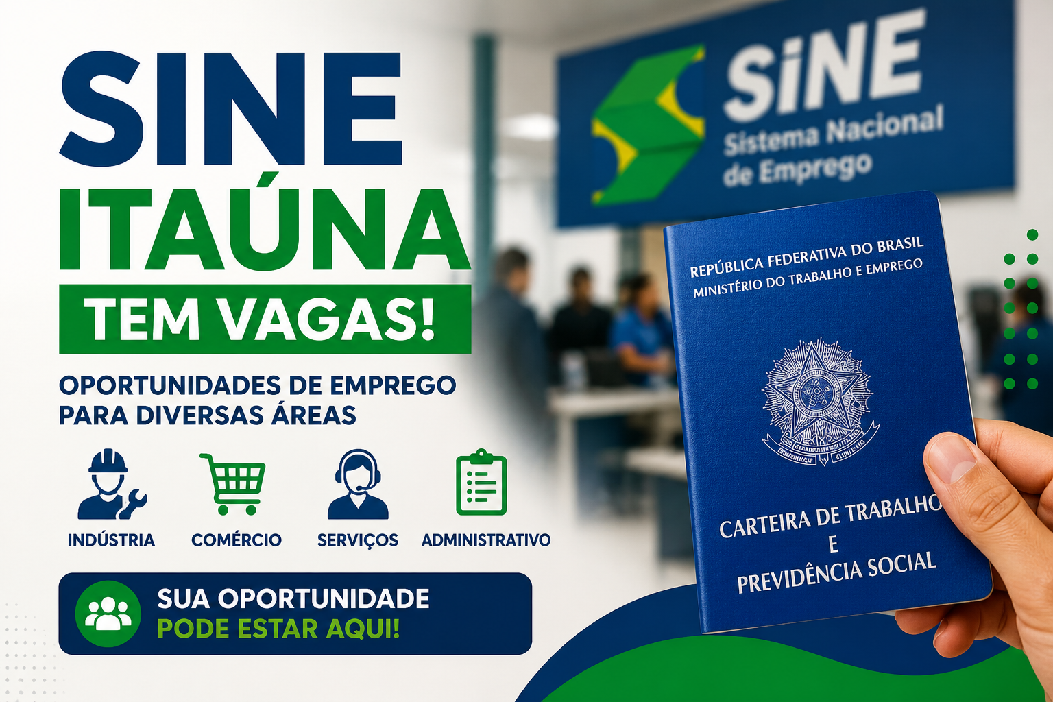SINE Itaúna tem novas oportunidades de emprego nesta quinta-feira (13); confira as vagas disponíveis