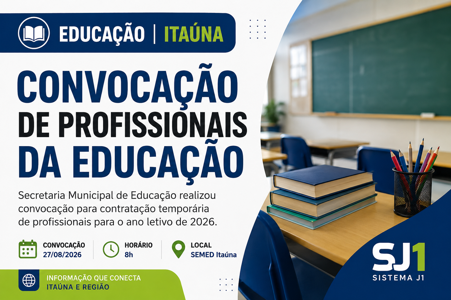 Itaúna realiza convocação para contratação temporária de profissionais da Educação