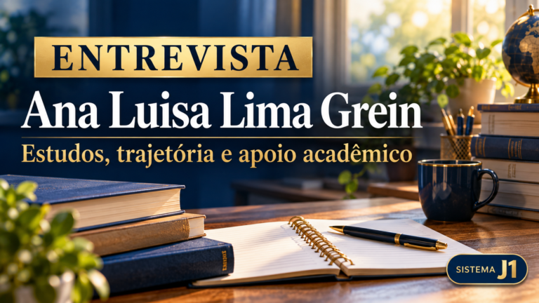 Arte da entrevista com Ana Luisa Lima Grein sobre estudos, trajetória e apoio acadêmico.