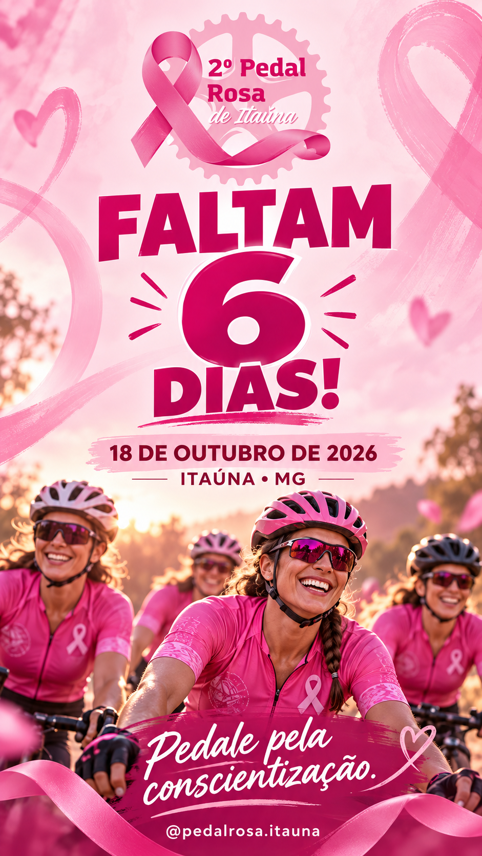 Faltam 6 dias: 2º Pedal Rosa de Itaúna acontece em 18 de outubro
